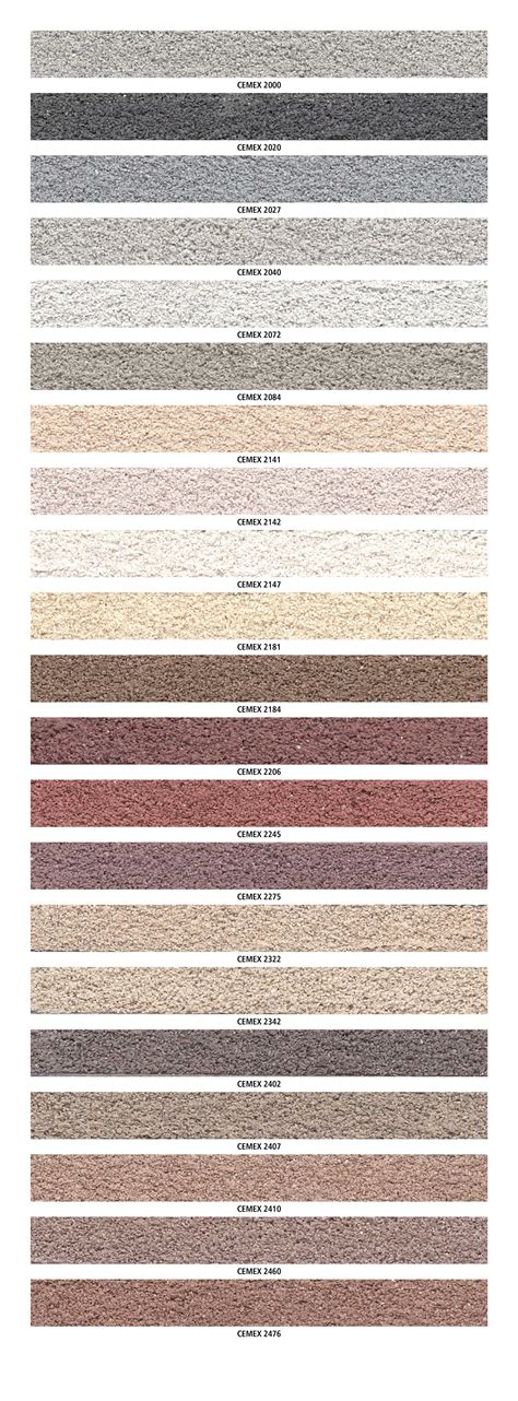 brick mortar color chart.